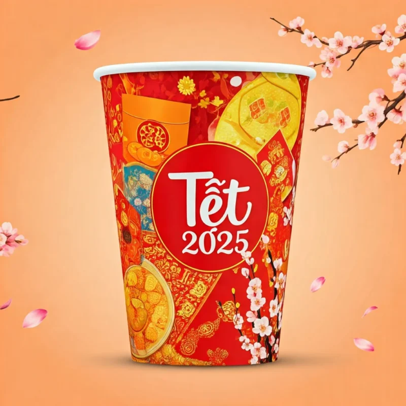 Top 9+ mẫu ly giấy Tết 2025 in sẵn tiện lợi giá tốt